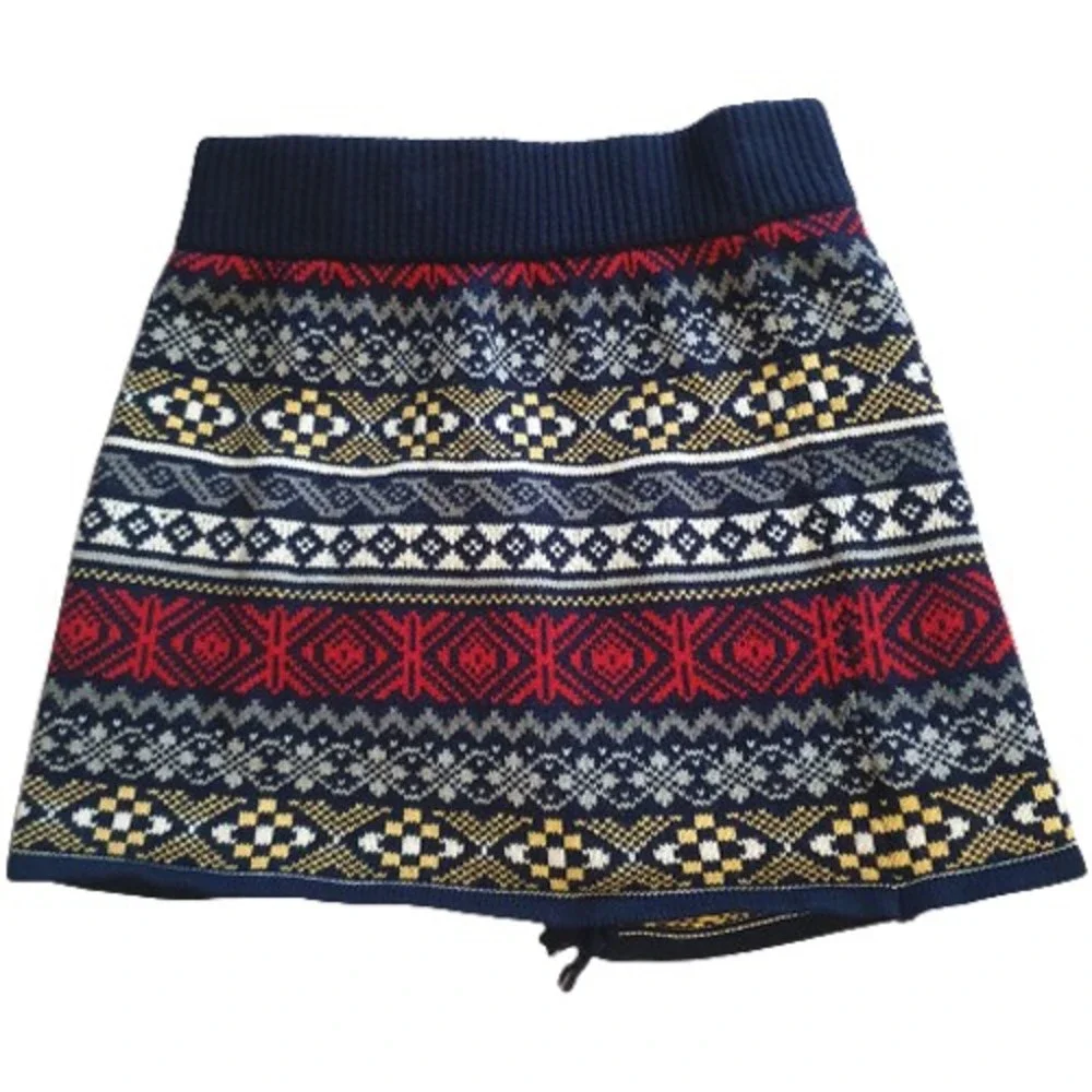 Age 11-12 Years Multicolour Asymmetric Knit & Faux Leather Skirt - Picture 5 of 7